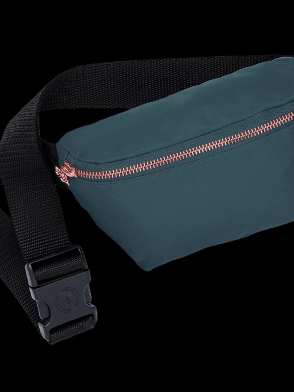 Teal Crossbody Waist Bag with Rose Gold Zipper